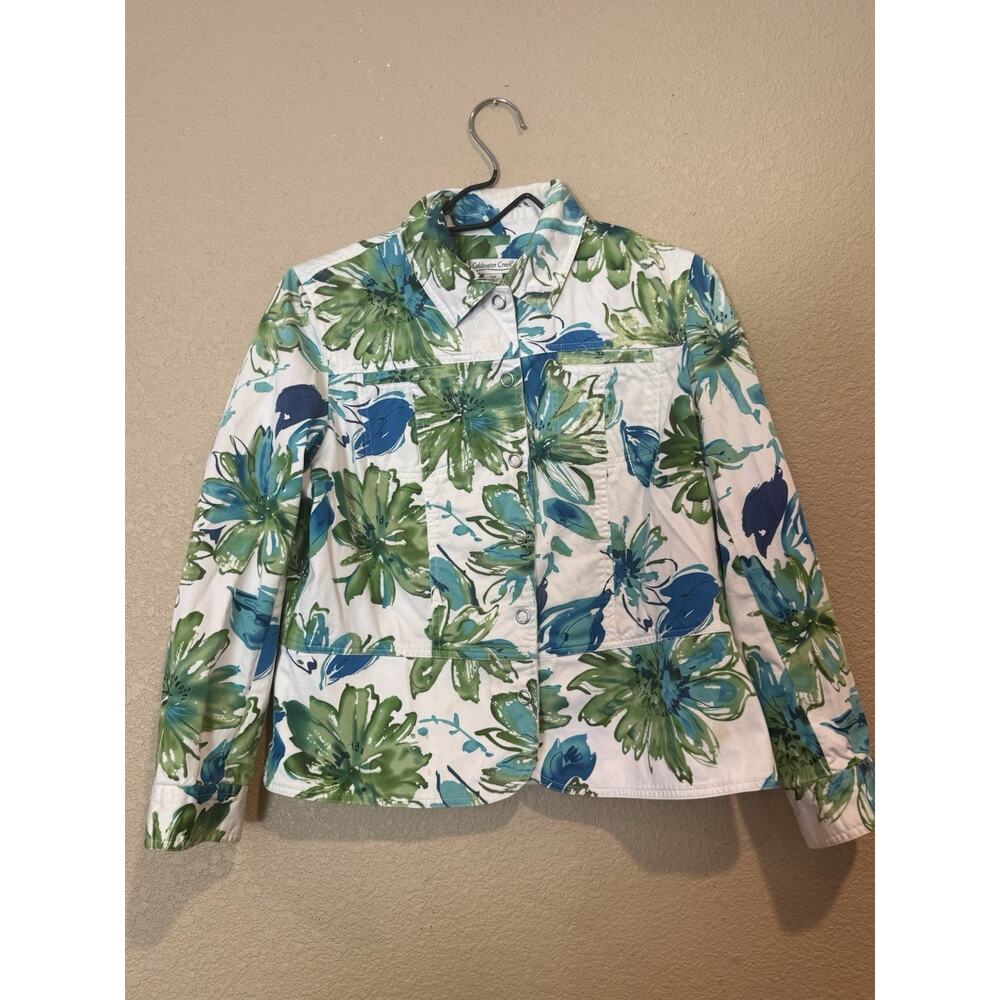 Coldwater Creek Green and Blue Floral Blazer Size Petite Medium (PM) 8P/10P